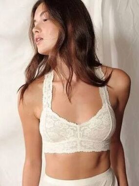 Free People Galloon Lace Racerback Bralette 3 Pack (White/Blush/Grey) Size M